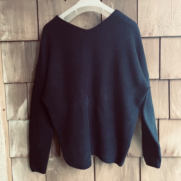 Black 💯 Cotton V-neck Knitted Sweater Pullover Joe Fresh, size M - Picture 8 of 11